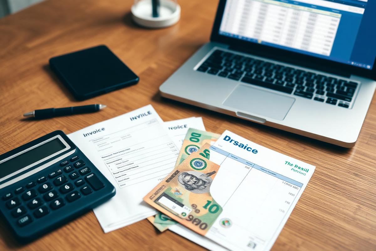 Moedas empilhadas ao lado de calculadora representando custo de digitalização por página